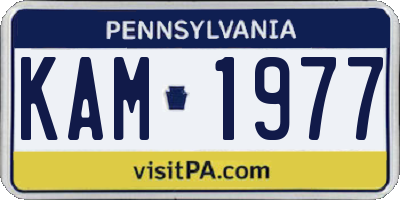 PA license plate KAM1977