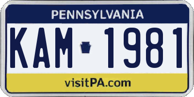 PA license plate KAM1981