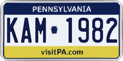 PA license plate KAM1982
