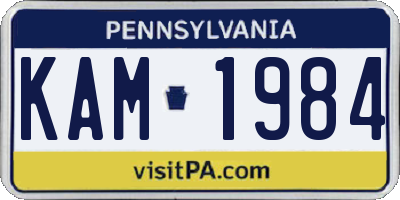 PA license plate KAM1984