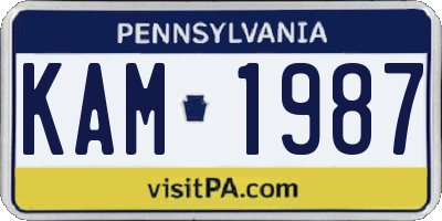 PA license plate KAM1987