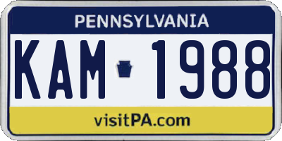 PA license plate KAM1988