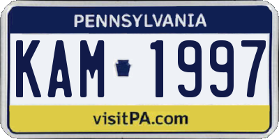 PA license plate KAM1997