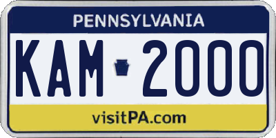 PA license plate KAM2000