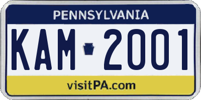 PA license plate KAM2001