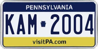 PA license plate KAM2004