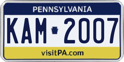 PA license plate KAM2007