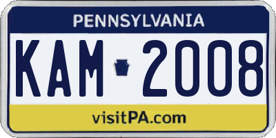 PA license plate KAM2008
