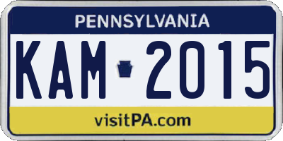 PA license plate KAM2015