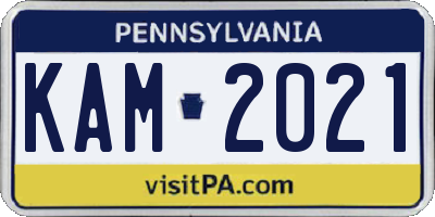 PA license plate KAM2021