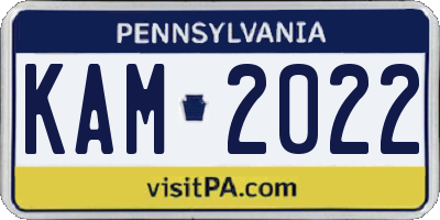 PA license plate KAM2022