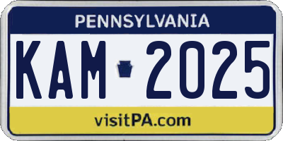 PA license plate KAM2025