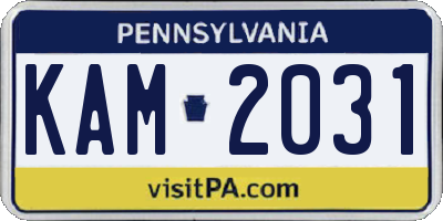 PA license plate KAM2031
