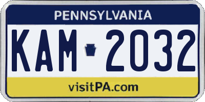 PA license plate KAM2032