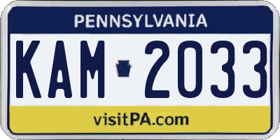 PA license plate KAM2033