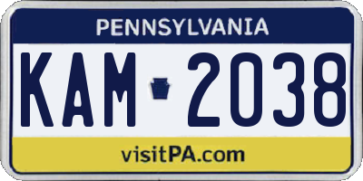 PA license plate KAM2038
