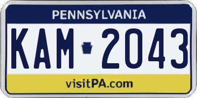 PA license plate KAM2043