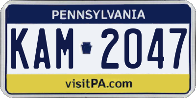 PA license plate KAM2047