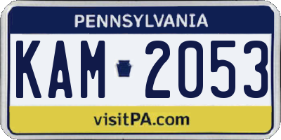 PA license plate KAM2053