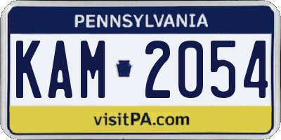 PA license plate KAM2054