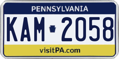 PA license plate KAM2058