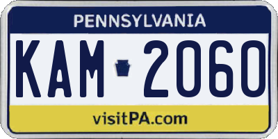 PA license plate KAM2060