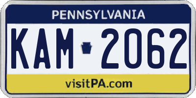 PA license plate KAM2062