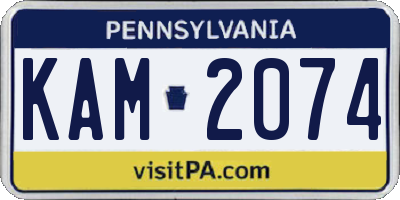 PA license plate KAM2074