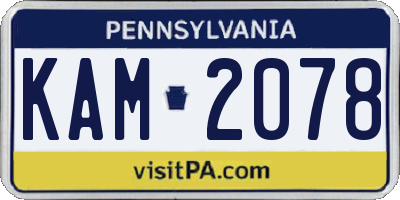 PA license plate KAM2078