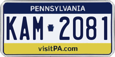 PA license plate KAM2081