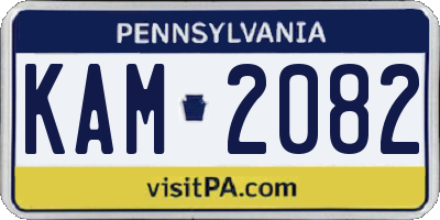 PA license plate KAM2082