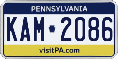 PA license plate KAM2086