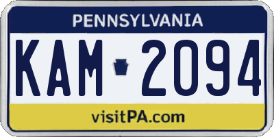 PA license plate KAM2094