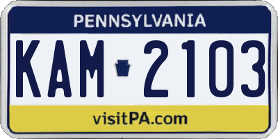 PA license plate KAM2103