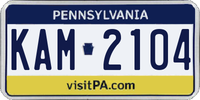 PA license plate KAM2104