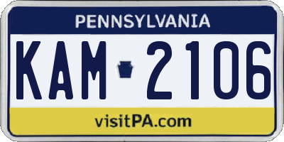 PA license plate KAM2106