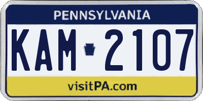 PA license plate KAM2107