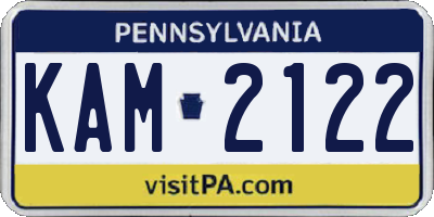 PA license plate KAM2122