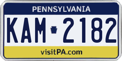 PA license plate KAM2182