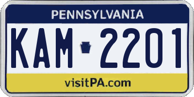 PA license plate KAM2201