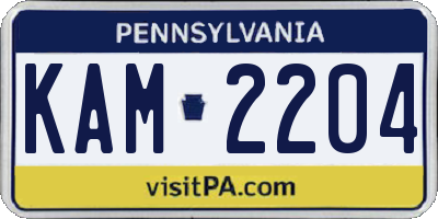 PA license plate KAM2204