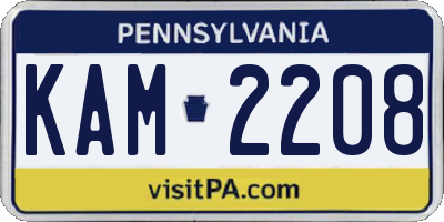 PA license plate KAM2208