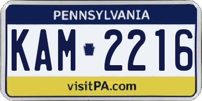 PA license plate KAM2216