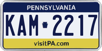 PA license plate KAM2217