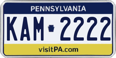 PA license plate KAM2222
