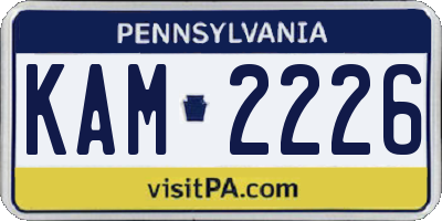 PA license plate KAM2226