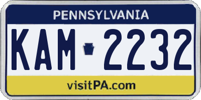 PA license plate KAM2232