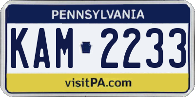 PA license plate KAM2233