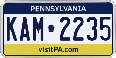 PA license plate KAM2235