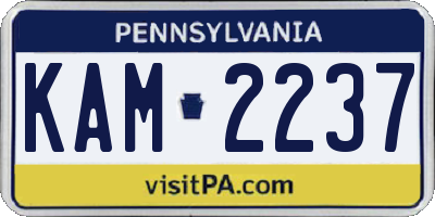 PA license plate KAM2237